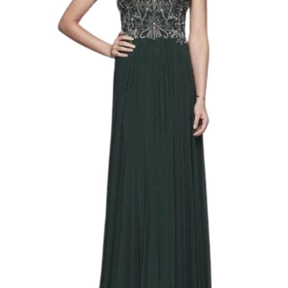 Faviana 10017 Evening Dress Green Size 2 - Picture 4 of 6